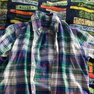 Polo by Ralph Lauren Green, Blue & White Plaid Button-Down Shirt